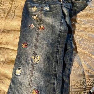 Vintage jean butterfly embroidered